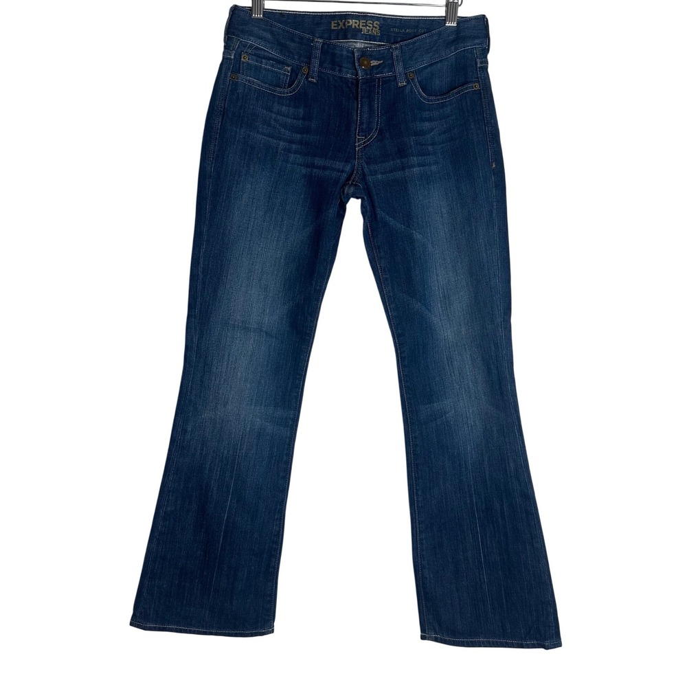 Express Stella Boot Cut Jeans Womens 4S Dark Wash Low Rise Denim Blue